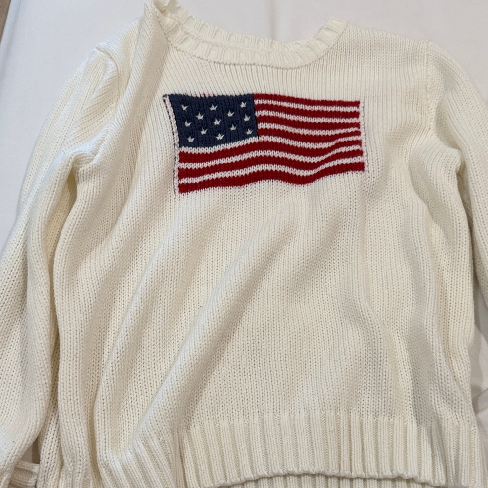 White Sweater with American Flag